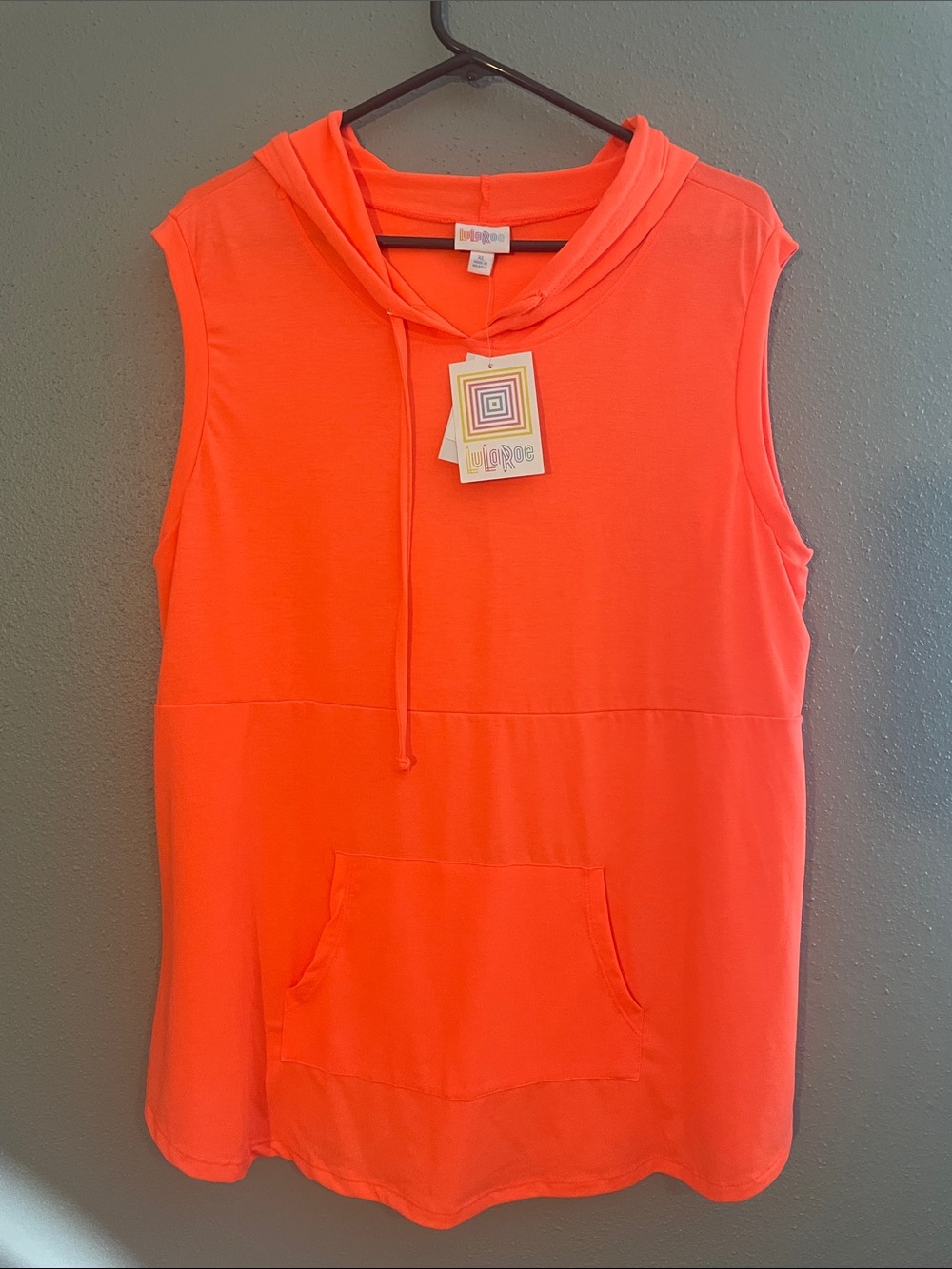 LuLaRoe Sleeveless Hoodie Tank in Coral Orange